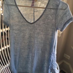 Sheer blue lace knit shirt